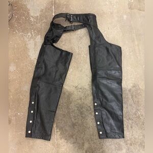 Moma leathers genuine leather Black Leather chaps western cowboy